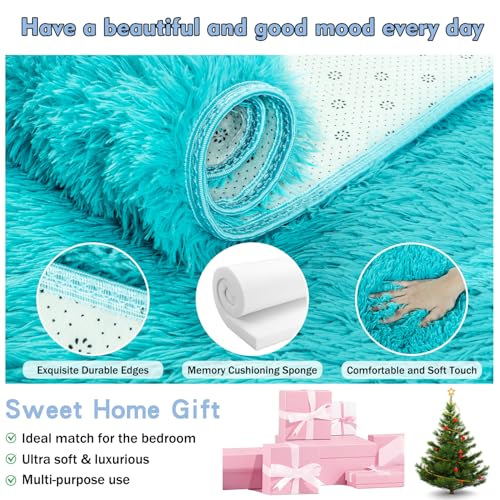 Super Soft Fluffy Rug for Living Room Bedroom Large Comfy Modern Shaggy Fuzzy Plush Indoor Nursery Classroom Home Decor Bedside Rug with Non (54 Sq Ft)