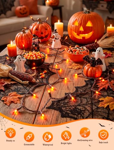 100 Count Orange Halloween String Lights Outdoor