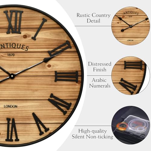 24 Inch Farmhouse Wall Clock