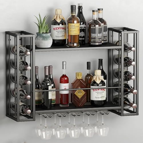 Wall Mounted Wine Rack with Glass Holder