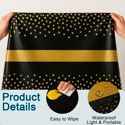 3Pcs Black and Gold Graduation Tablecloth