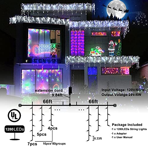 132ft Icicle Lights for Outside