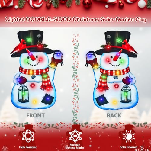 28x40 Lighted Christmas Snowman Garden Flag