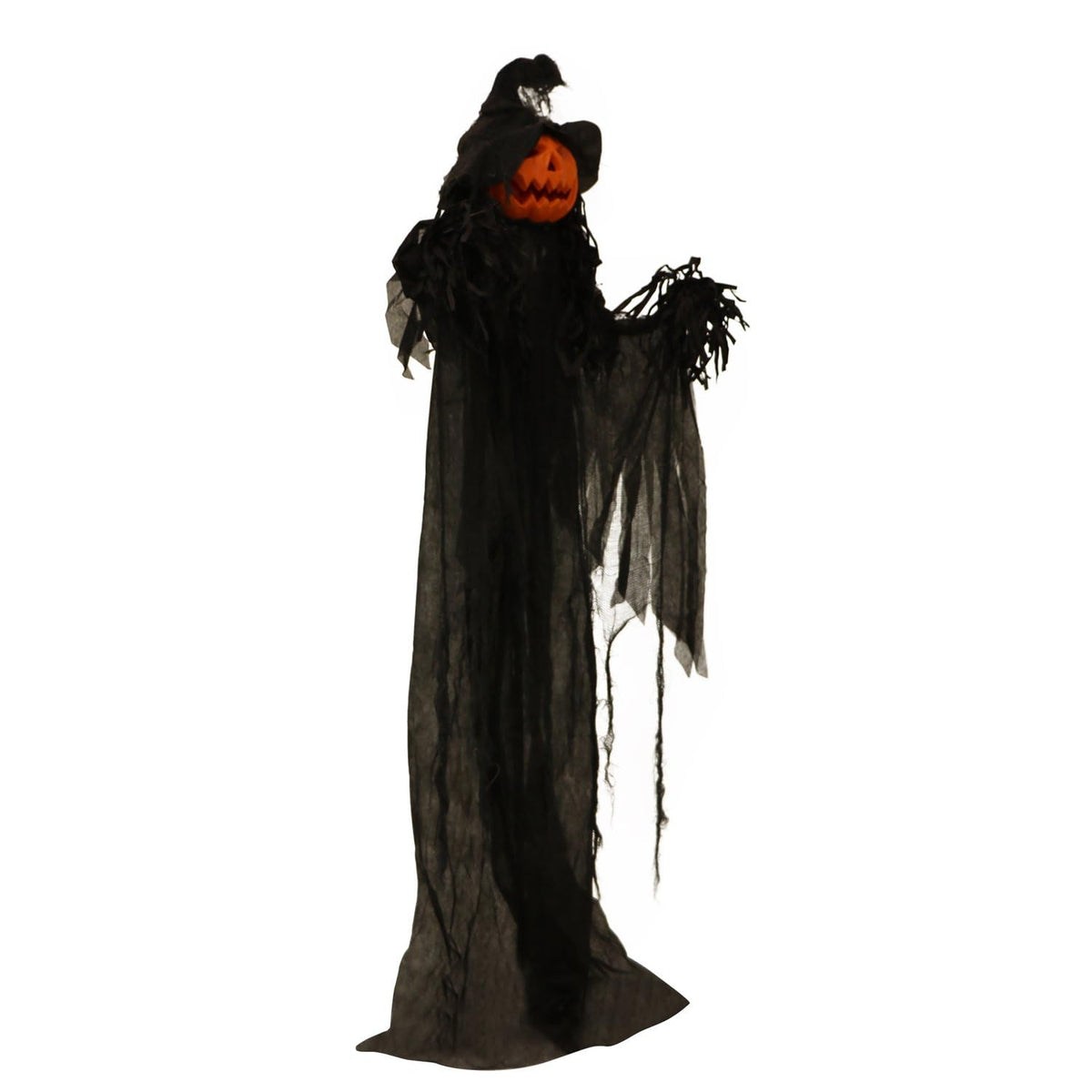 6.0 Ft Poseable Lighted Pumpkin Witch with Sound (68" Standing Pumpkin Man)