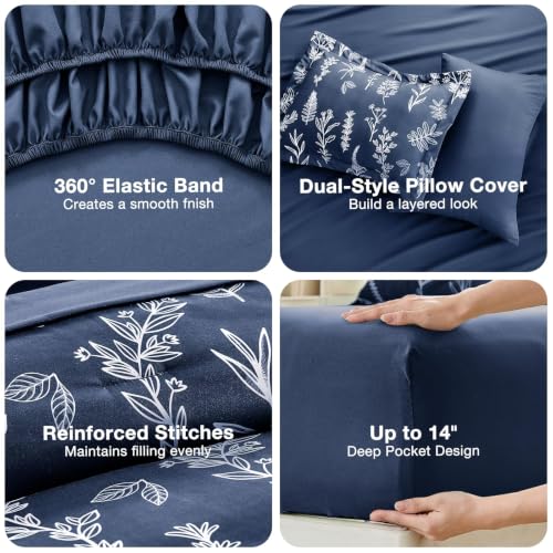 Navy Blue Cal King Comforter Set