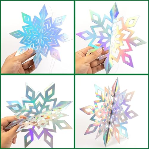 Christmas Hanging Snowflakes for Winter Wonderland Frozen Party Decorations (15 Count)