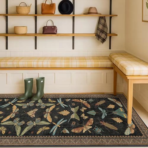 2x6 Black Entryway Runner Rugs Washable Non Slip Runners for Hallway (12 Sq Ft)