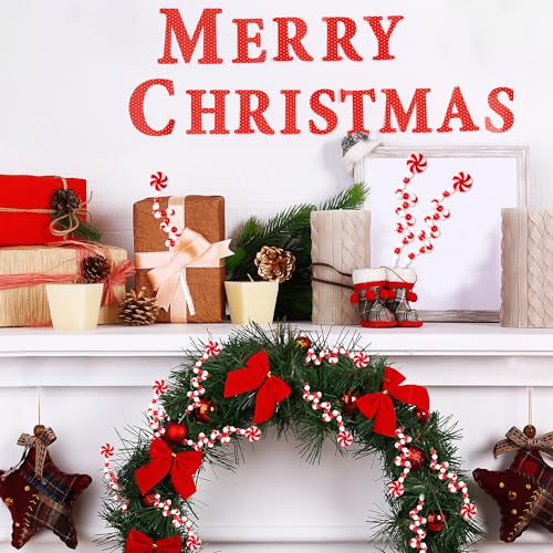 36 Pcs Christmas Curly Pick Red White Christmas Picks Christmas Tree Pick Candy Cane Christmas Decorations Christmas Tree Candy Shape Ornaments for Home Vase Wreath DIY Craft Xmas Tree Topper (4.8 Ounce)