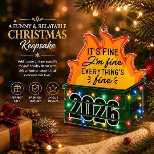 Funny Dumpster Fire Ornament 2026