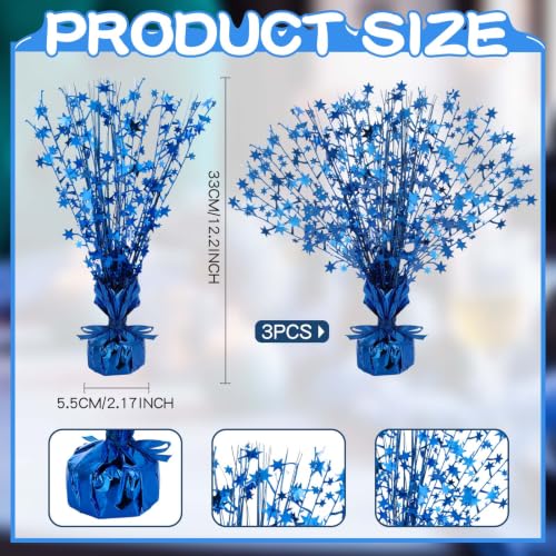 18 Pcs Table Centerpiece for Party Blue Star Table Decoration Metallic Foil Spray Centerpiece for Birthday 4th of July 250th Anniversary Party Decorations