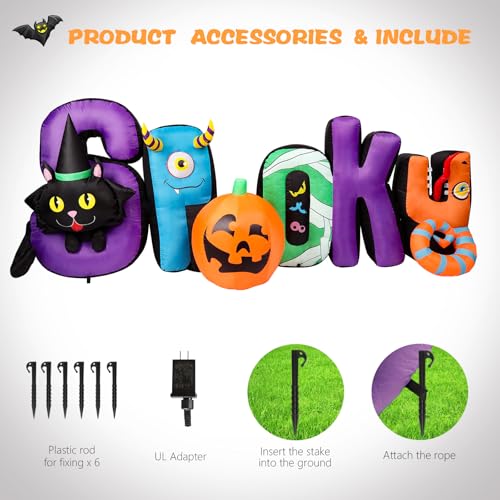 8.85 Ft Inflatable Outdoor Halloween Decor with Spooky and Black Cat (8.85FT)