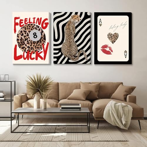 3Pcs Framed Trendy Leopard Print Canvas Wall Art (3 Count)