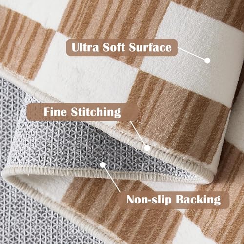 3x5 Area Rug Washable Modern Checkered Rug for Kids Room (15 Sq Ft)