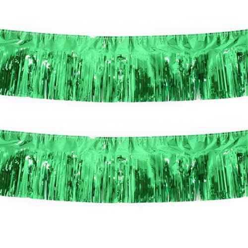 Green Foil Fringe Garland 10FT 2packs for Parade Float Decorations (20 Foot)