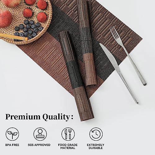 Brown with Black Striped Placemats Set of 4 (4 Count)