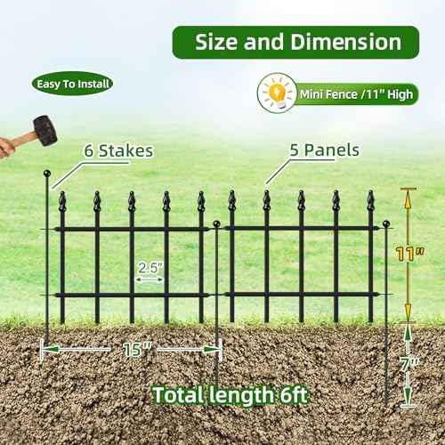 Decorative Metal Garden Fence 11" x 6'