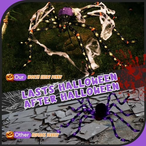 5.5FT Giant Spider Halloween Decorations with 100LED