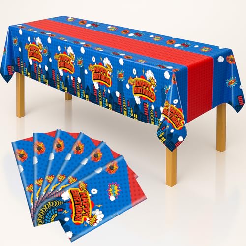 6 Piece Party Tablecloth Rectangle Table Covers for Birthday Party Decorations