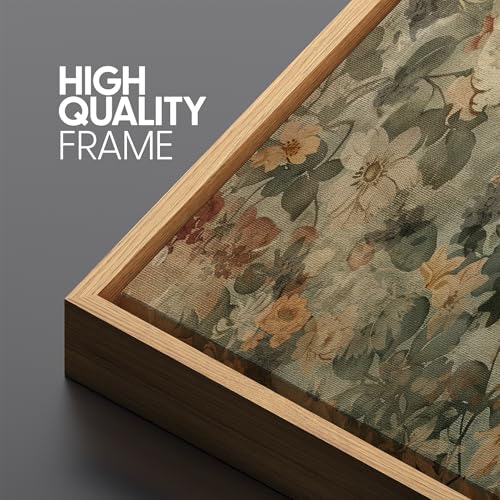 Large Framed Canvas Print Wall Art Minimalist Ink Branches Illustrations Antique Retro Fine Art Illustrations Decorative Colorful for Bedroom