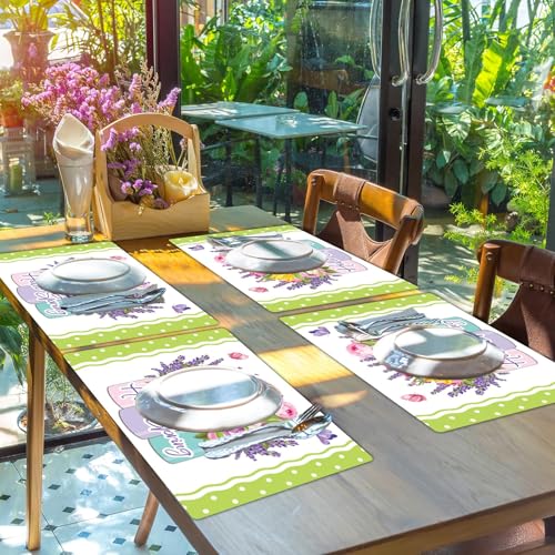 Spring Placemats Set of 6 Tulip Vase Plastic Table Mat 17×13×0.04in (6 Count)