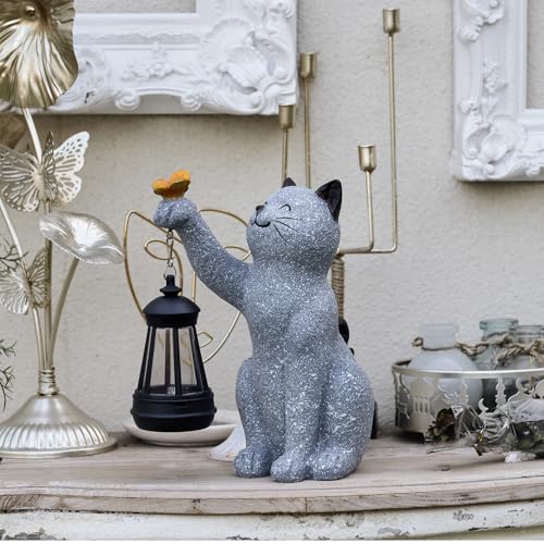 Solar Cat Garden Statue Outdoor Decor