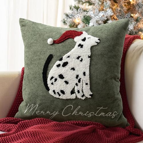 Cute Spotted Dog Christmas Pillow Covers 18x18