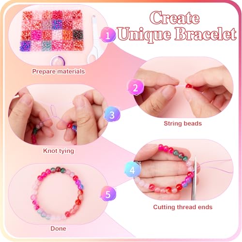 About 1200+ pcs 6mm Glass Beads Bracelet Making Kit (1200 Count)