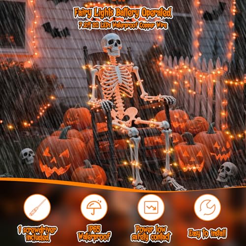 Halloween Orange Fairy Lights Battery Operate (6 Count)