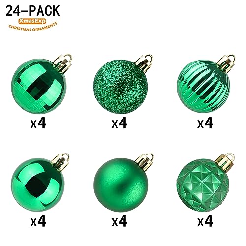 24ct Green Christmas Ball Ornaments for Tree Decorations (34 Count)