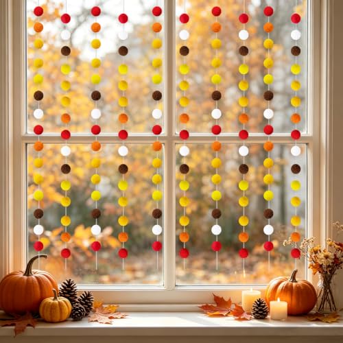 4 Pack Fall Felt Ball Garlands (26.5 Foot)