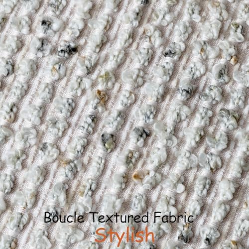 Striped Throw Pillow Covers 22x22 Set of 2 Cream Grey Textured Boucle Chic Morden Boho Accent Farmhouse Square Decorative Couch Pillow Covers for Home Decor Bed Sofa Living Room (2 Count)