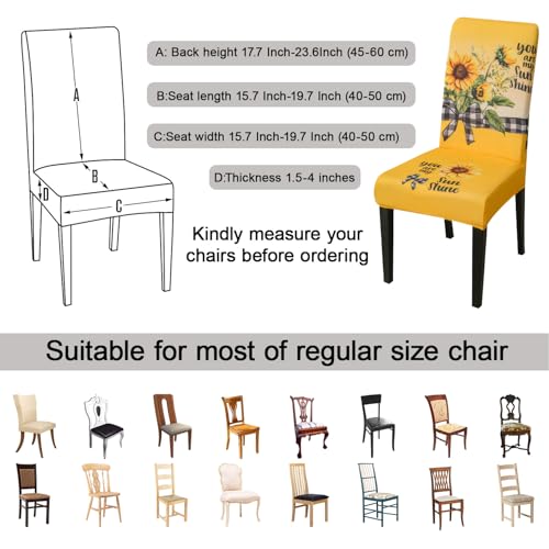 Sunflower Chair Covers for Dining Room Set of 6 (6 Count)