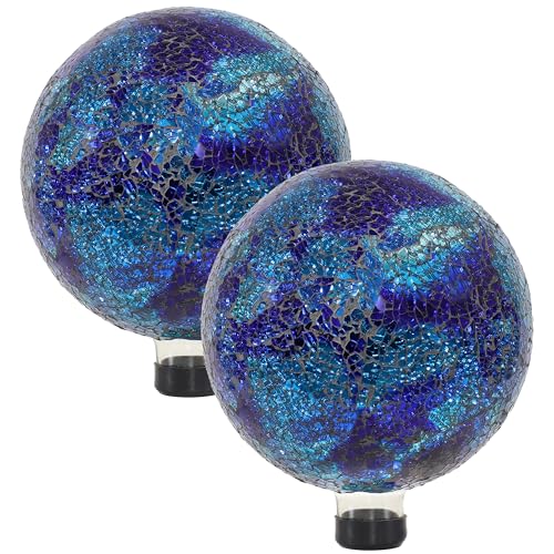 Sunnydaze 10" Mosaic Glass Gazing Ball for Garden (2 Count)