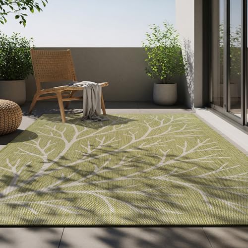 Washable Indoor Outdoor Rug 5x7 Modern Area Rugs Branch Pattern Non Shedding Waterproof Easy Clean Patio Deck Porch Living Room Bedroom Garden RV (35 Sq Ft)