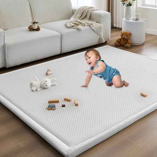 Baby Play Mat for Floor Nursery Rug Muscle Area Rug Playroom Rug 50x50" Playpen Mat Elastic Foam 1.3" Thick Crawling for Babies