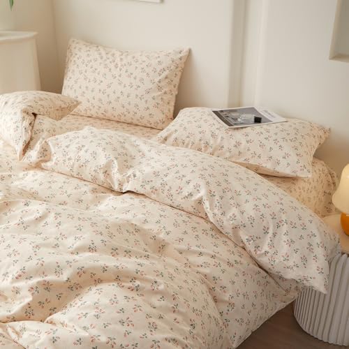 Full Size Comforter Set Chic Botanical Floral Strawberry Bedding Set