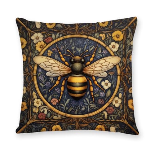 William Morris Abstract Vintage Floral Bee Design Velvet Throw Pillow Covers Home Decor