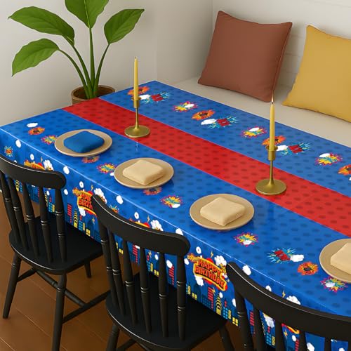 16Pcs 2in1 Superhero Birthday Party Tablecloths Decorations (16 Count)