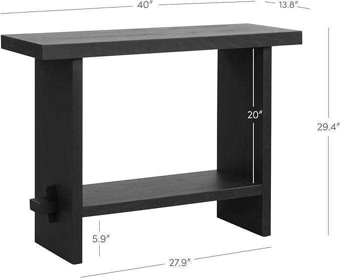 Nathan James Virgo Wood Accent Storage Console Sofa Table, for Entryway, Hallway or Living Room, Reclaimed Black Oak - Set of 2
