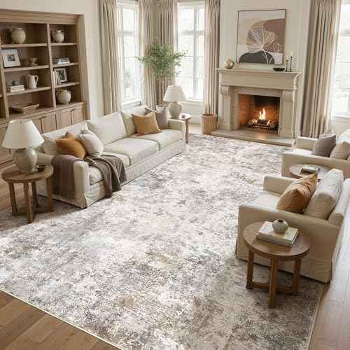 12x15 Area Rug Living Room Rugs Extra Large Brown Grey Carpet (24 Count)