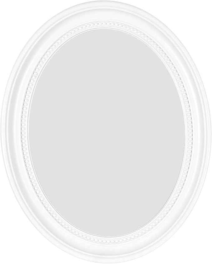 Funerom 20 x 16 inch（Frame Dimensions） White Wall Mirror Oval Bathroom Mirror Bedroom Mirror