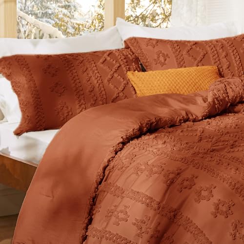 Tufted Boho Comforter Set Queen Size