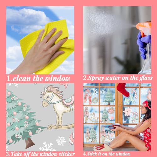 Pink Christmas Window Clings