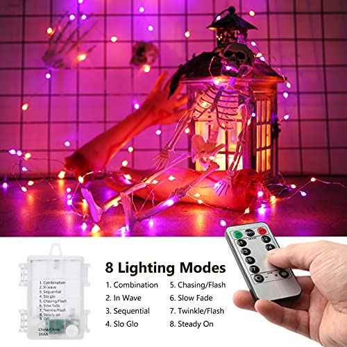Purple & Orange Battery Halloween Lights Remote 17.48 ft 50 LED (34.96 Foot)