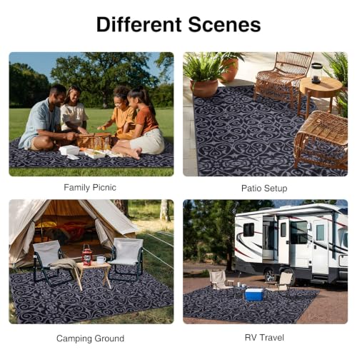 Outdoor Rug 5x8 ft Waterproof Reversible Floral Mat