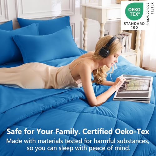 Queen Comforter Set with Sheets Royal Blue
