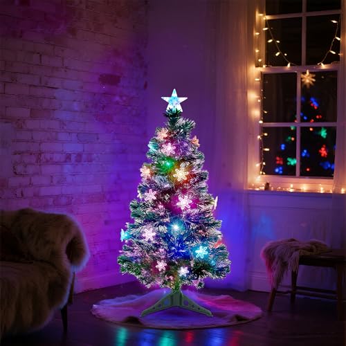 3 FT Fiber Optic Christmas Tree with Lights Artificial Xmas Trees