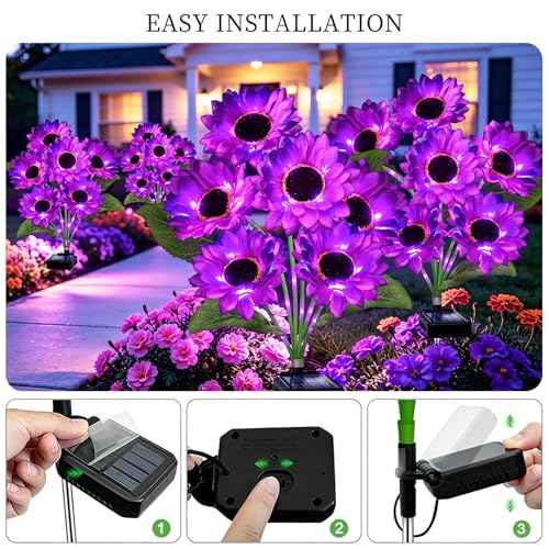 Solar Sunflower Lights 6 Pack with 36 Sunflower Solar Lights Outdoor Garden Decor