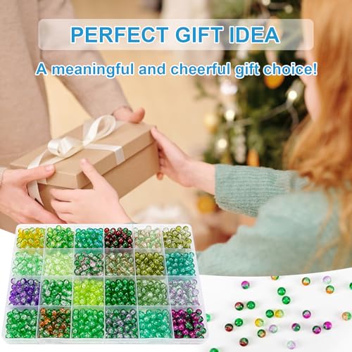 About 1200pcs 6mm Crack Glass Beads Bracelet Making Kit (1200 Count)
