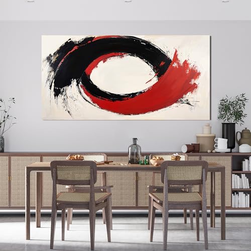 Abstract Wall Art Decor Black Red Wall Art Picture for Living Room 24"x48"